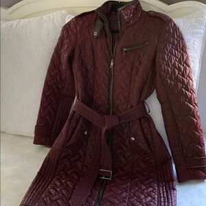 Cole Haan Burgundy Quilted 3/4 Coat  XS